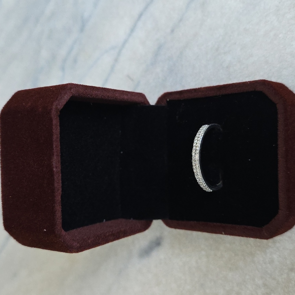 Affinity Sterling Silver Double Row Diamond 0.25 cttw Band Ring (QVC)
